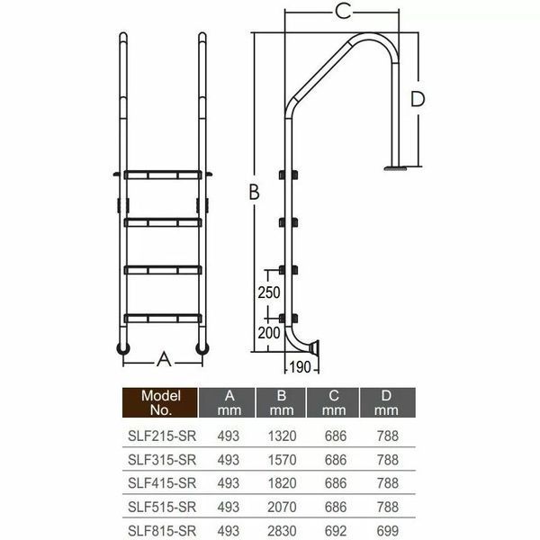 Сходи для басейну Emaux Standard SLF515-SR (5 сходинок), AISI-304 AQ_20530 фото