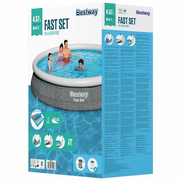 Надувний басейн Bestway 57313 (457х84 см) з картриджним фільтром AQ_16593 фото