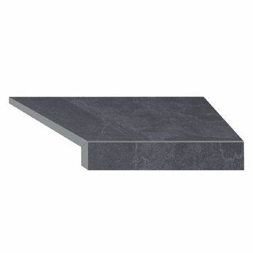 Кутовий Г-подібний елемент бортової плитки Aquaviva Ardesia Black, 595x345x50(20) мм (правий/45&deg;) AQ_25068 фото