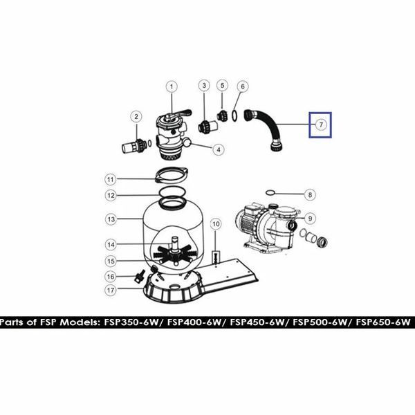 Шланг підключення фільтр-насоса з муфтами для ф/у Emaux FSP350-6-Way AQ_15982 фото