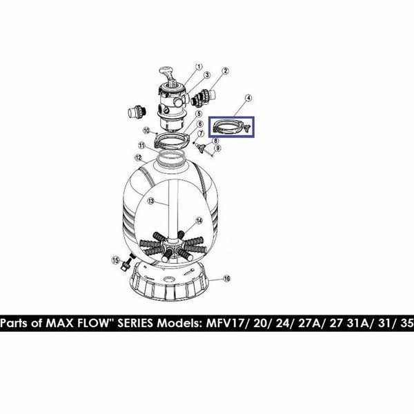 Хомут кріплення 6-позиційний кран для фільтрів Emaux серії MFV 89012512 AQ_7430 фото