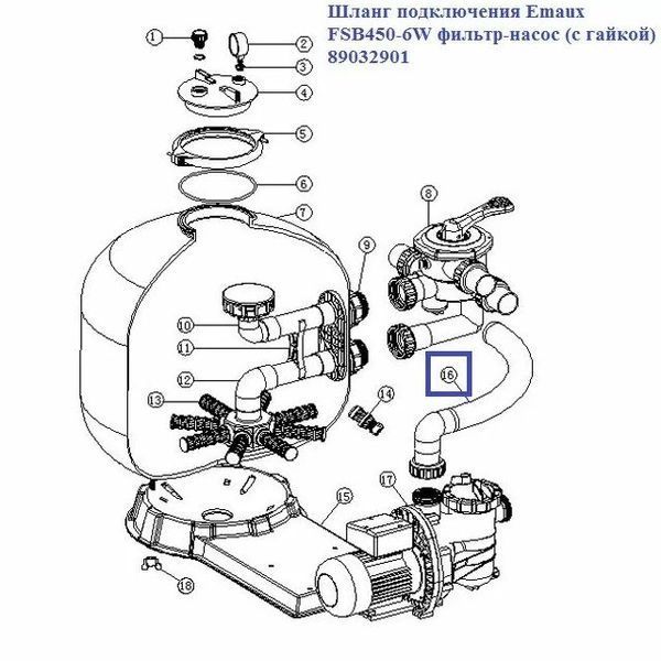 Шланг підключення Emaux FSB450-6W фільтр-насос (з гайкою) 89032901 AQ_12522 фото